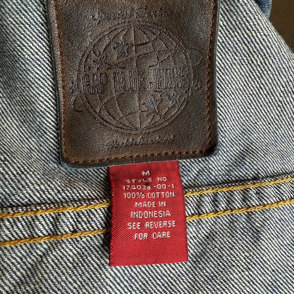 GAP Jacket Mens S Trucker Denim Jean Vintage 90s Medium Wash Cotton Blue USA - Picture 2 of 11